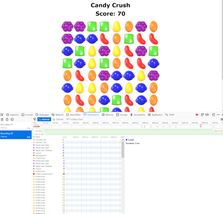 image of candy crush game with react framework improvements